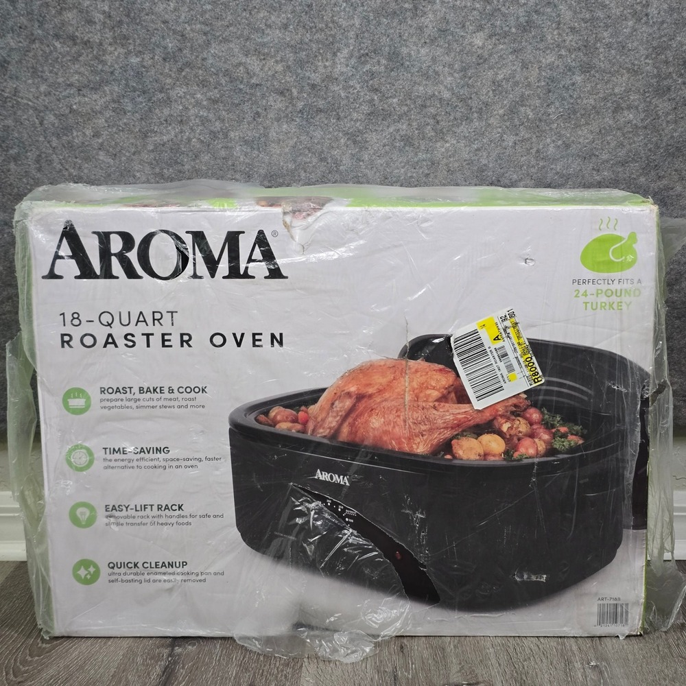Aroma‎ Roaster Oven 18-Quart Self-Basting Lid Adjustable Temperature Control